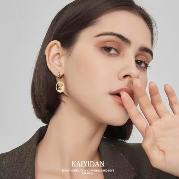 Treelife Gold Dangle Statement Vintage Cute Long Earring for Women Jewelry - Picture 3 of 9